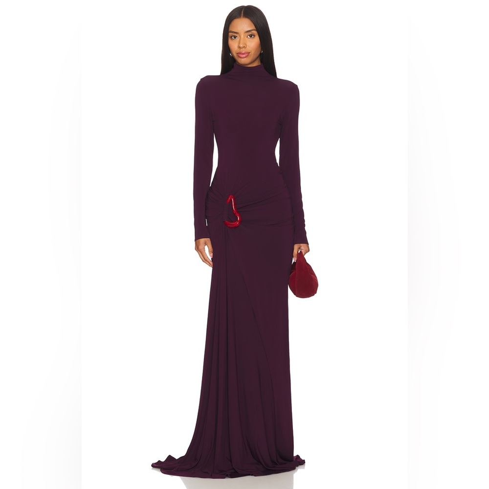 Silvia Tcherassi Plum Long-Sleeve Maxi Gown